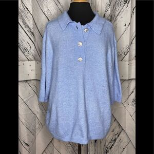 H&M Conscious Wool-Blend Sweater Rhinestone Buttons Blue M